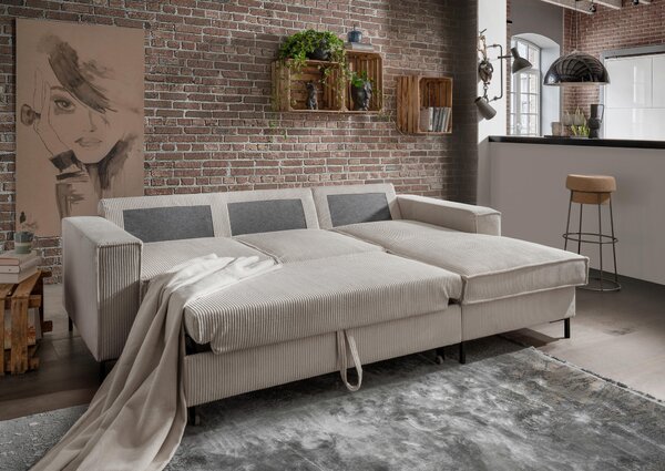 ROHOVÁ SEDAČKA, textil, béžová P & B - Sedací soupravy, Online Only