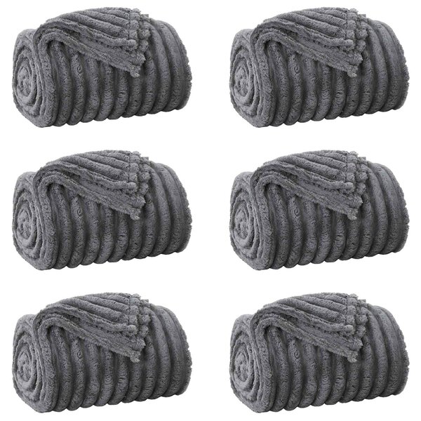 Dekorační deky 6 pcs Tmavě šedá 200 x 150 cm Fleece