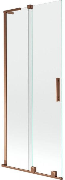 Mexen Velar L, 2-křídlová posuvná vanová zástěna 80 x 150 cm, 8mm čiré sklo, růžové zlato, 896-080-003-01-60