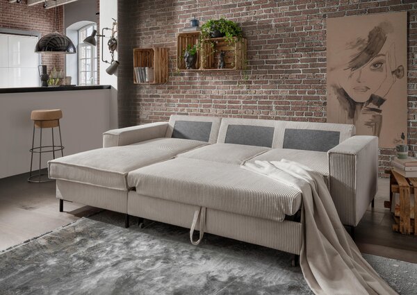 ROHOVÁ SEDAČKA, textil, béžová P & B - Sedací soupravy, Online Only