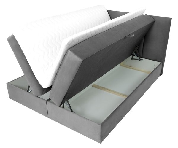 Manželská postel 140 cm Gunzy (šedá) (s roštem a matrací) (s úl. prostorem)