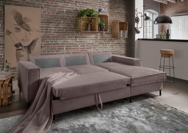 ROHOVÁ SEDAČKA, textil, šedavě hnědá P & B - Sedací soupravy, Online Only