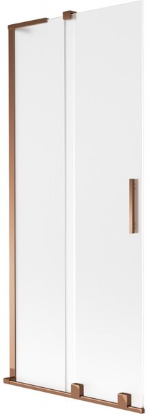 Mexen Velar L, 2-křídlová posuvná vanová zástěna 80 x 150 cm, 8mm sklo námraza, růžové zlato, 896-080-003-31-60
