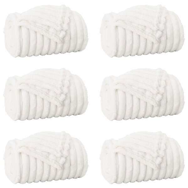 Dekorační deky 6 pcs Bílá 150 x 130 cm Fleece