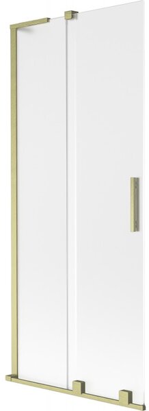 Mexen Velar L, 2-křídlová posuvná vanová zástěna 80 x 150 cm, 8mm sklo námraza, zlatá matná, 896-080-003-31-55