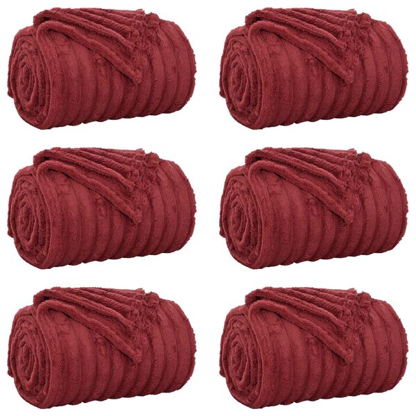 Dekorační deky 6 pcs Bordeaux červená 150 x 130 cm Fleece