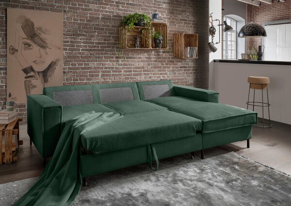 ROHOVÁ SEDAČKA, textil, tmavě zelená P & B - Sedací soupravy, Online Only