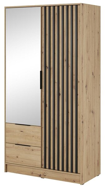 Šatní skříň NELLY 2D se zrcadlem + nástavec | 105 cm | artisan