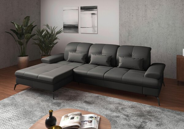 ROHOVÁ SEDAČKA, textil, kůže, antracitová Sit & More - Sedací soupravy, Online Only