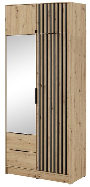 Šatní skříň NELLY 2D se zrcadlem + nástavec | 105 cm | artisan