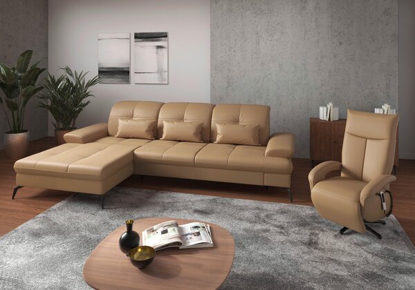 ROHOVÁ SEDAČKA, textil, kůže, cappuccino Sit & More - Sedací soupravy, Online Only