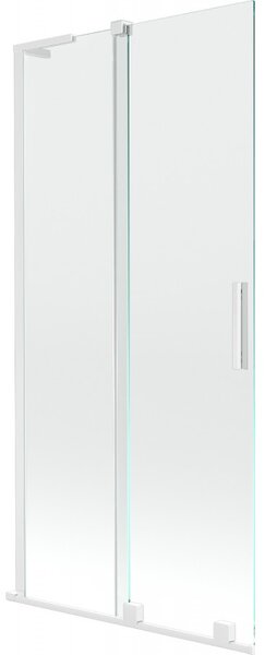 Mexen Velar L, 2-křídlová posuvná vanová zástěna 90 x 150 cm, 8mm čiré sklo, bílý profil, 896-090-003-01-20