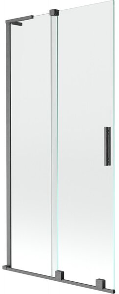 Mexen Velar L, 2-křídlová posuvná vanová zástěna 90 x 150 cm, 8mm čiré sklo, broušený grafit, 896-090-003-01-66