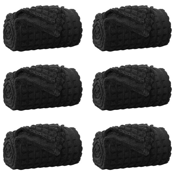 Dekorační deky 6 pcs Černá 150 x 130 cm Fleece