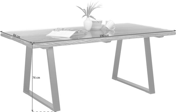 JÍDELNÍ STŮL, recyklované dřevo, přírodní barvy, černá, 190/95/76 cm Ambia Home - Jídelní stoly