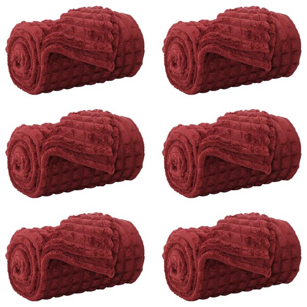 Dekorační deky 6 pcs Bordeaux červená 150 x 130 cm Fleece