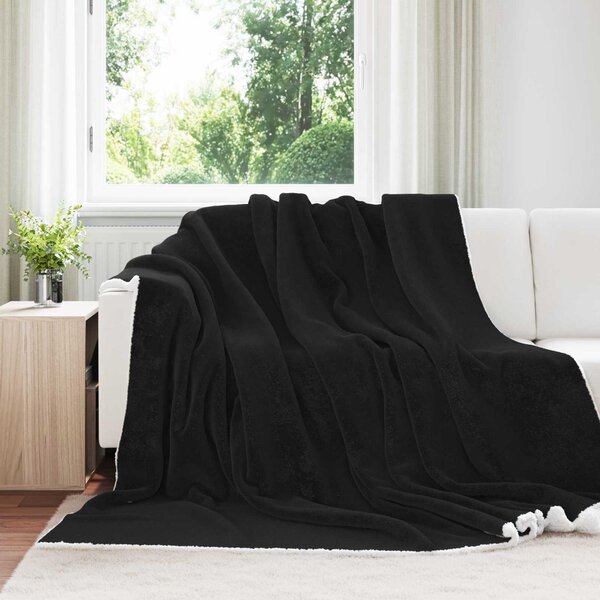Plažová deka Černá 220 x 240 cm Fleece