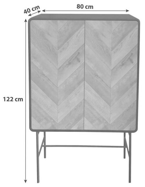 KOMODA, černá, barvy dubu, 80/122/40 cm MID.YOU - Široké komody, Online Only