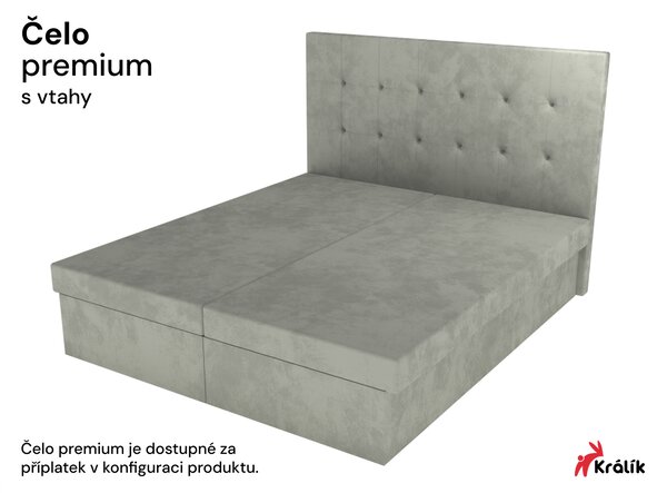 Světle šedá dvoupostel 200x180 cm s úložným prostorem
