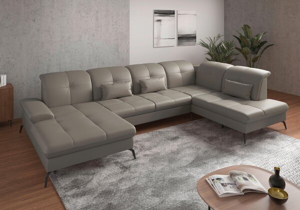 SEDACÍ SOUPRAVA, textil, kůže, šedá Sit & More - Sedací soupravy, Online Only