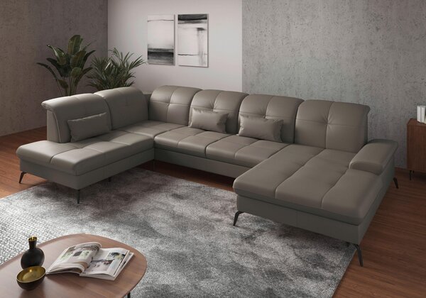 SEDACÍ SOUPRAVA, textil, kůže, šedá Sit & More - Sedací soupravy, Online Only