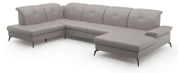 SEDACÍ SOUPRAVA, textil, kůže, světle šedá Sit & More - Sedací soupravy, Online Only