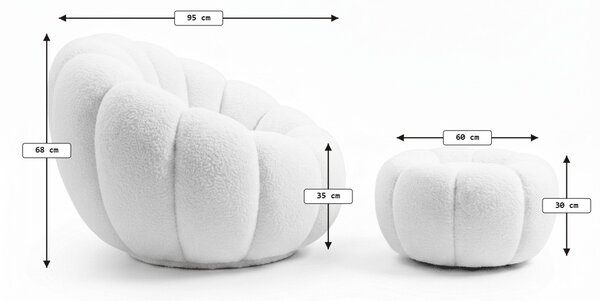 Designové křeslo BLOOM s taburetem, světle růžová