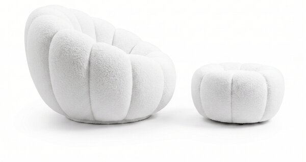 Designové křeslo BLOOM s taburetem, bílá