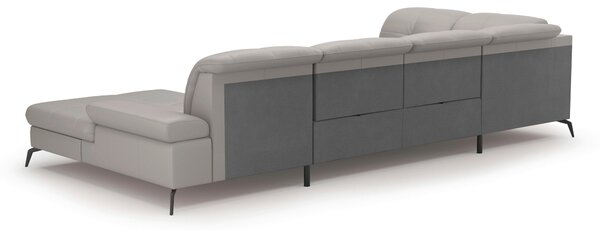 SEDACÍ SOUPRAVA, textil, kůže, světle šedá Sit & More - Sedací soupravy, Online Only