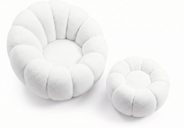 Designové křeslo BLOOM s taburetem, bílá
