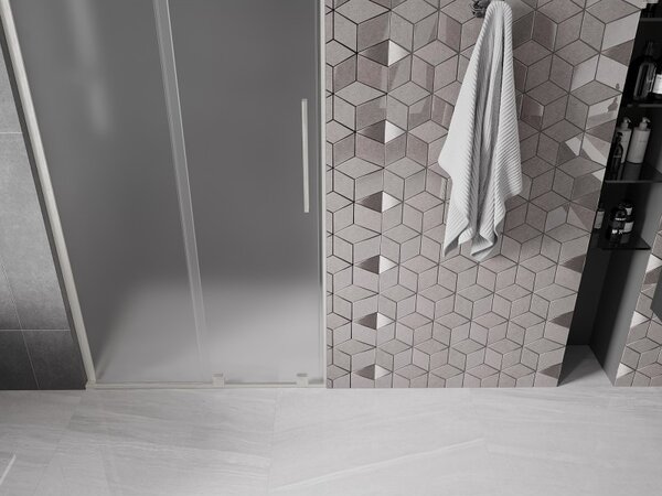 Mexen Velar L, posuvné sprchové dveře do otvoru 90 cm, 8mm sklo námraza, broušená ocel, 871-090-003-31-97