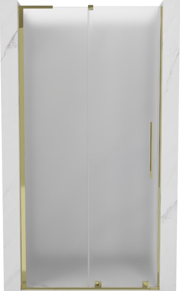 Mexen Velar L, posuvné sprchové dveře do otvoru 90 cm, 8mm sklo námraza, zlatá lesklá, 871-090-003-31-50