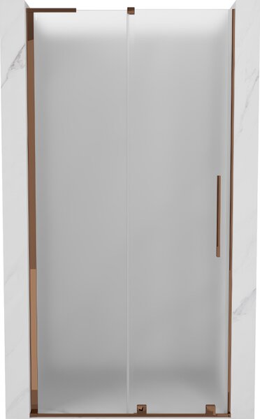 Mexen Velar L, posuvné sprchové dveře do otvoru 90 cm, 8mm sklo námraza, růžové zlato, 871-090-003-31-60