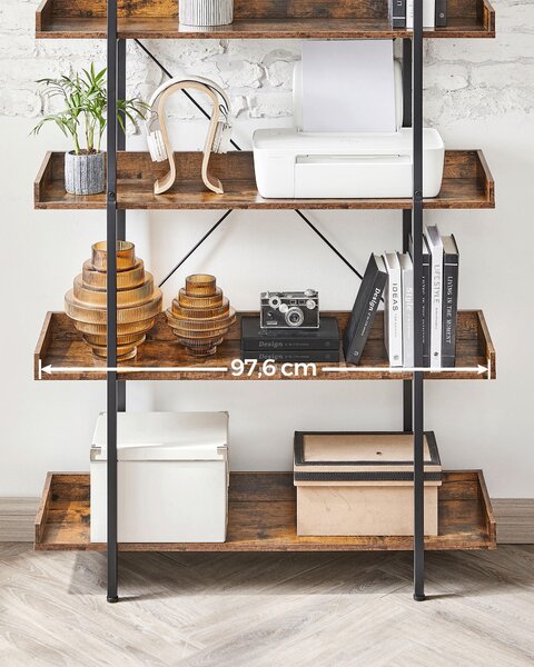 REGÁL, hnědá, černá, ocel, 100/178/28 cm Boxxx - Knihovny, Online Only