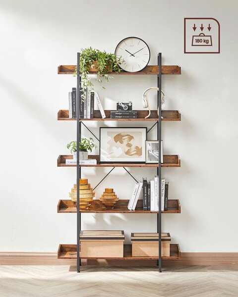 REGÁL, hnědá, černá, ocel, 100/178/28 cm Boxxx - Knihovny, Online Only