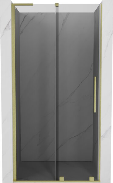 Mexen Velar L, posuvné sprchové dveře do otvoru 90 cm, 8mm šedé sklo, zlatá matná, 871-090-003-41-55