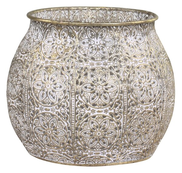 Bronzový antik kovový vintage svícen Vire s patinou - Ø 15*12 cm
