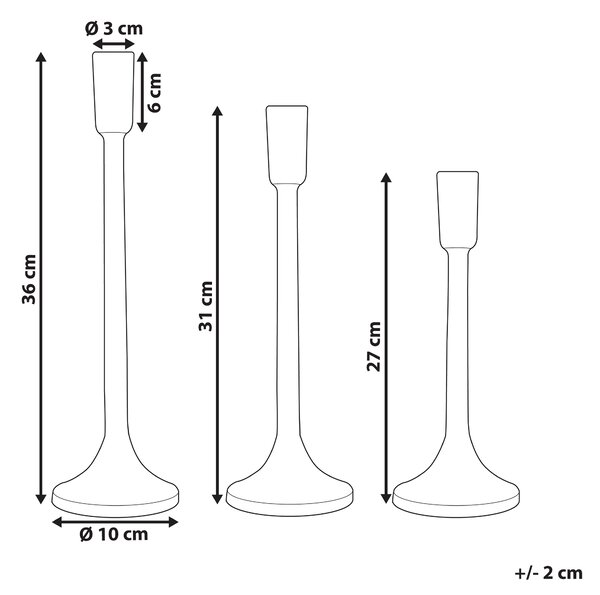 Sada 3 svícnů ZIMBABWE Kov 36 cm Zlatá