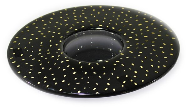 BDK-GLASS Skleněný svícen COSMOS 29cm se zlatými puntíky