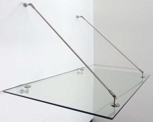 Schulte Schulte skleněná lepená stříška s táhly 13,5mm,hl.90cm 140 cm
