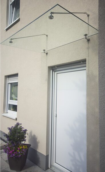 Schulte Schulte skleněná lepená stříška s táhly 13,5mm,hl.90cm 140 cm