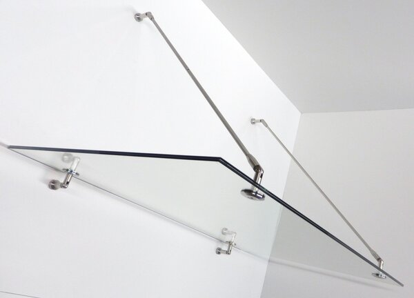 Schulte Schulte skleněná lepená stříška s táhly 13,5mm,hl.90cm 140 cm