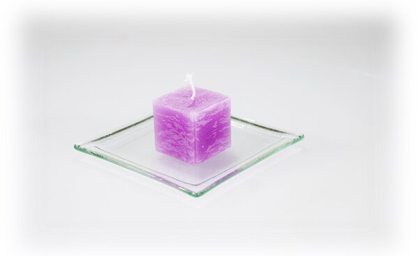 BDK-GLASS 1ks Svíčka kostka 4cm - fialová