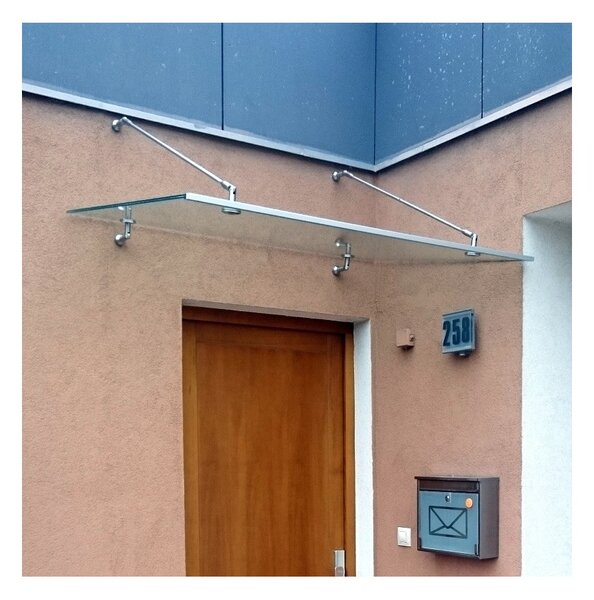 Schulte Schulte skleněná lepená stříška s táhly 13,5mm,hl.90cm 140 cm