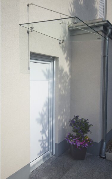 Schulte Schulte skleněná lepená stříška s táhly 13,5mm,hl.90cm 140 cm