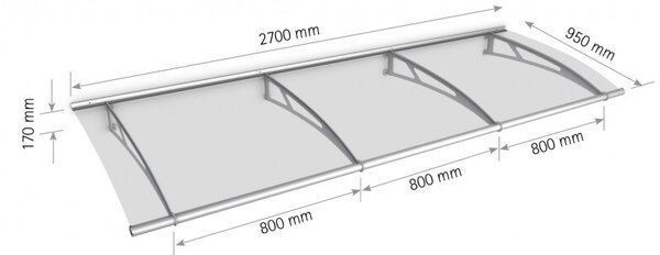 Schulte Dveřní vchodová stříška Polymer Lightline L bronzové plexi Nerez 270 cm