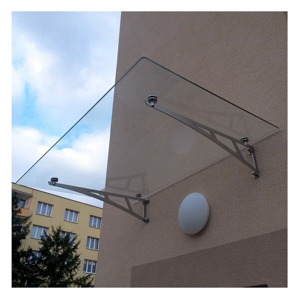 Strisky-polymer.cz Skleněná stříška nad vchod s rameny,hl.100cm 140 cm čiré sklo 10mm ESG