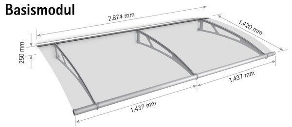 Schulte Základní modul stříšky nad vchod Lightline XL čiré plexi