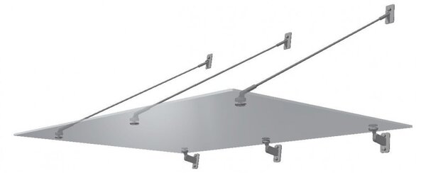 Strisky-polymer.cz Maxi skleněná stříška s táhly nad vchodové dveře, hl.130cm čiré sklo 10mm ESG 170 cm
