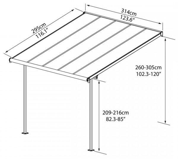 Palram Hliníková pergola, Palram, Capri antracit 3 m